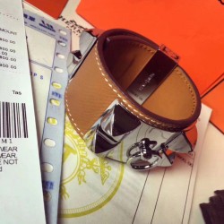 Replica Bracciale Hermes Collier de Chien marrone Epsom taglia S