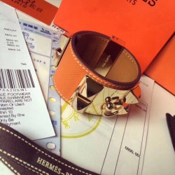 Replica Bracciale Hermes Collier de Chien arancione Epsom taglia S