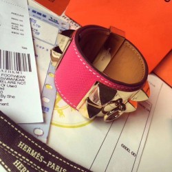 Replica Bracciale Hermes Rose Red Epsom Collier de Chien Misura S