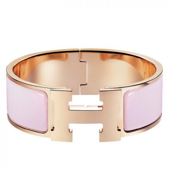 Replica Bracciale Hermes Rose Dragee Enamel Clic Clac H PM