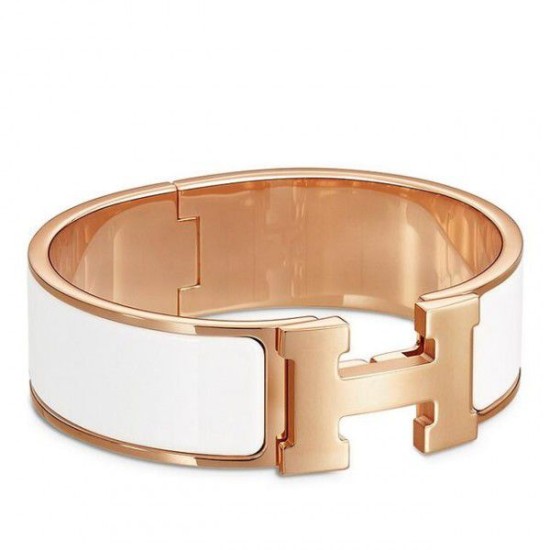 Replica Bracciale Hermes Clic Clac H PM smaltato bianco