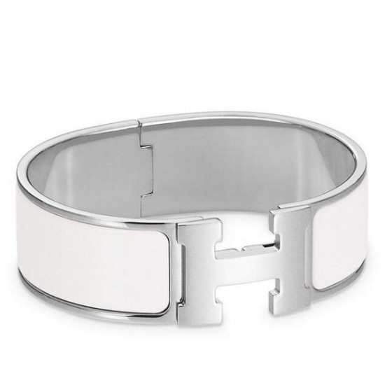 Replica Bracciale Hermes Clic Clac H PM smaltato bianco