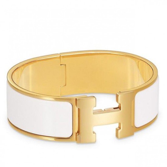 Replica Bracciale Hermes Clic Clac H PM smaltato bianco