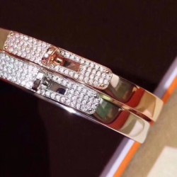 Replica Bracciale Hermes Kelly in oro rosa con diamanti
