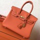 Replica Borse Birkin Hermes Clemence Arancio 25cm