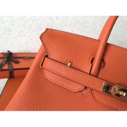 Replica Borse Birkin Hermes Clemence Arancio 25cm