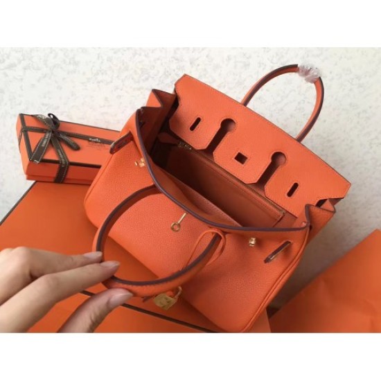 Replica Borse Birkin Hermes Clemence Arancio 25cm