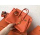 Replica Borse Birkin Hermes Clemence Arancio 25cm