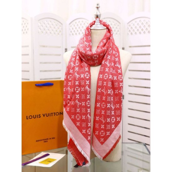Replica Scialle Monogram Denim 140 Rosso