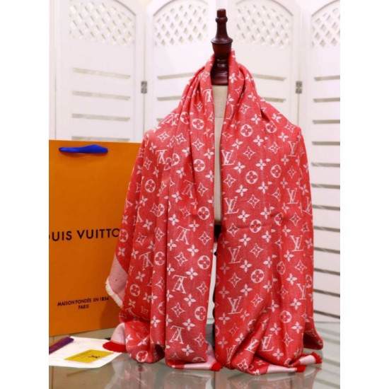 Replica Scialle Monogram Denim 140 Rosso