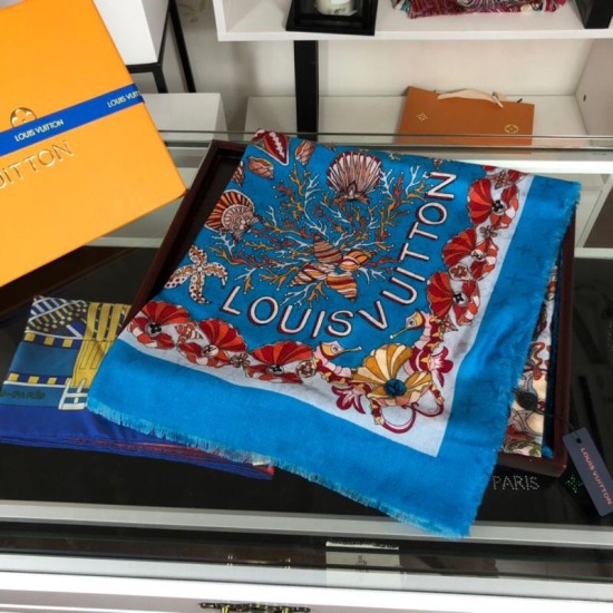 Replica Sea Of Love Square Cashmere Schawl M73823 Blu