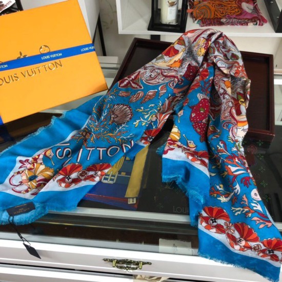 Replica Sea Of Love Square Cashmere Schawl M73823 Blu