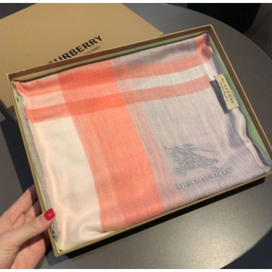 Replica Scialle in seta cashmere a quadri Burberry 80 x 200 arancione