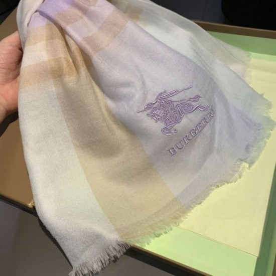 Replica Scialle in seta cashmere a quadri Burberry 80 x 200 bianco