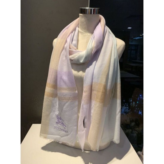 Replica Scialle in seta cashmere a quadri Burberry 80 x 200 bianco