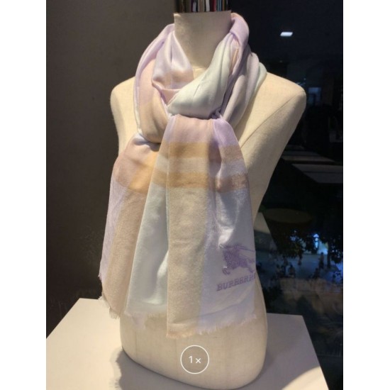 Replica Scialle in seta cashmere a quadri Burberry 80 x 200 bianco