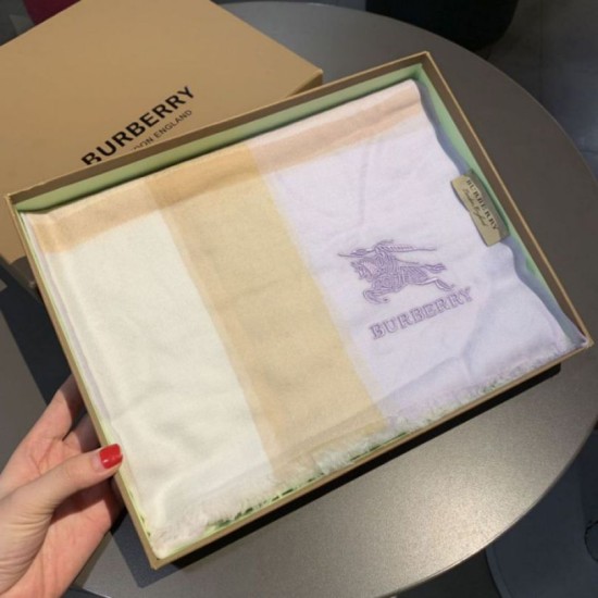Replica Scialle in seta cashmere a quadri Burberry 80 x 200 bianco