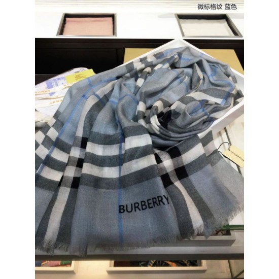 Replica Scialle in cashmere check classico Burberry blu