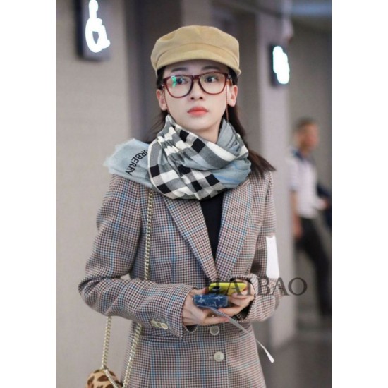 Replica Scialle in cashmere check classico Burberry blu