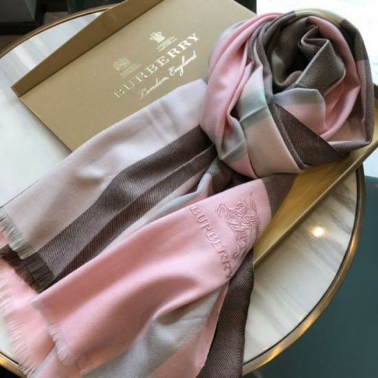 Replica Scialle in cashmere con motivo check classico Burberry 70 x 200 rosa