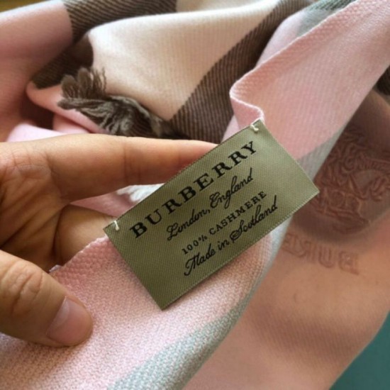 Replica Scialle in cashmere con motivo check classico Burberry 70 x 200 rosa