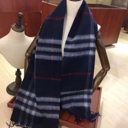 Replica Sciarpa Burberry Classic in cashmere double face 30 x 168 Blu scuro