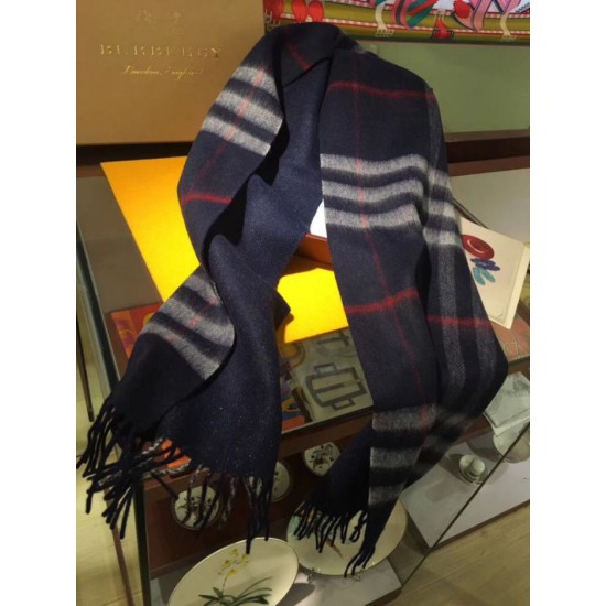 Replica Sciarpa Burberry Classic in cashmere double face 30 x 168 Blu scuro