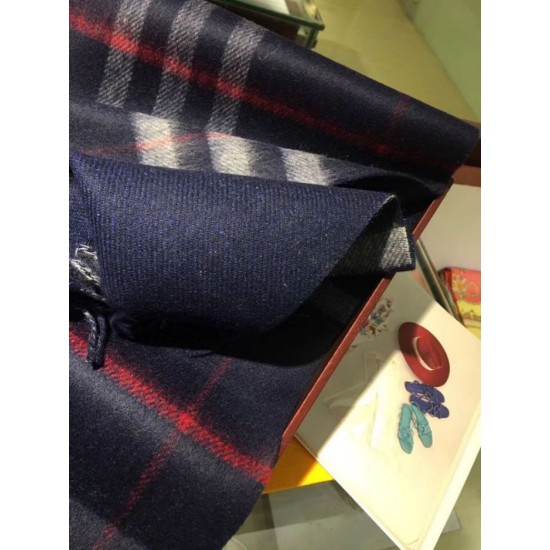 Replica Sciarpa Burberry Classic in cashmere double face 30 x 168 Blu scuro