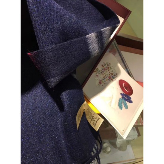 Replica Sciarpa Burberry Classic in cashmere double face 30 x 168 Blu scuro