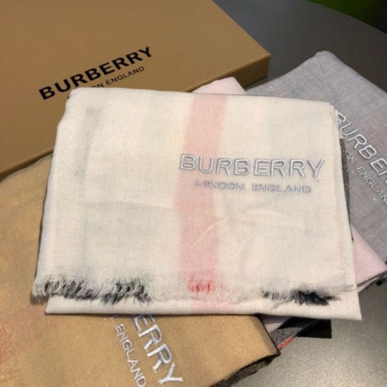 Replica Scialle in cashmere con motivo check classico Burberry 75 x 205 bianco