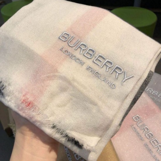 Replica Scialle in cashmere con motivo check classico Burberry 75 x 205 bianco