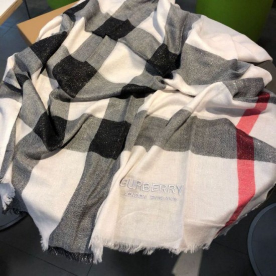 Replica Scialle in cashmere con motivo check classico Burberry 75 x 205 bianco