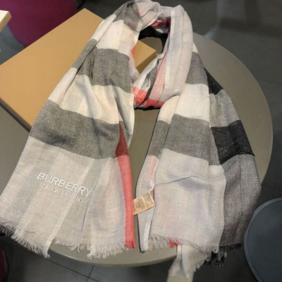 Replica Scialle in cashmere con motivo check classico Burberry 75 x 205 grigio