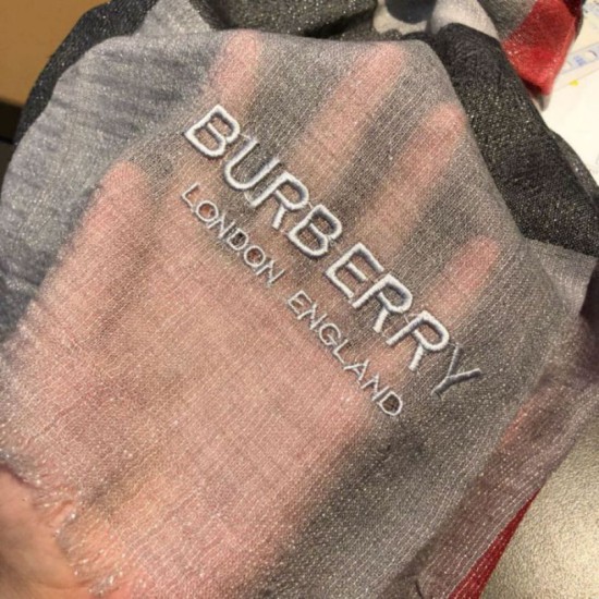 Replica Scialle in cashmere con motivo check classico Burberry 75 x 205 grigio