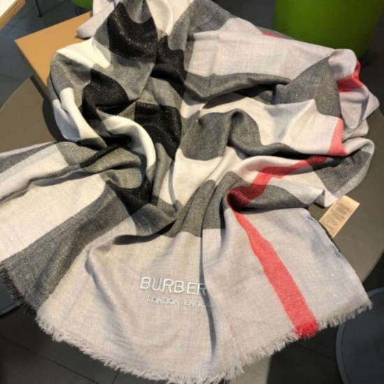 Replica Scialle in cashmere con motivo check classico Burberry 75 x 205 grigio