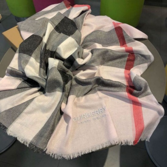 Replica Scialle in cashmere con motivo check classico Burberry 75 x 205 rosa