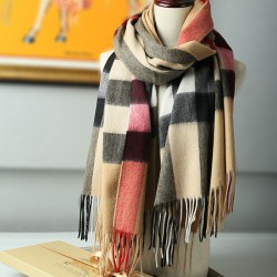 Replica Scialle in cashmere con motivo check classico Burberry 70 x 200 marrone
