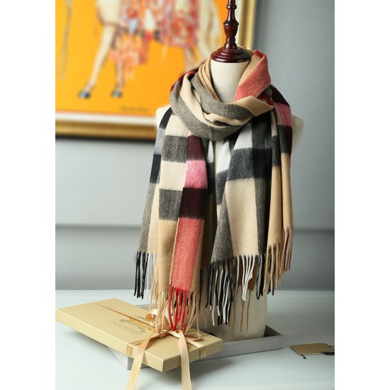 Replica Scialle in cashmere con motivo check classico Burberry 70 x 200 marrone