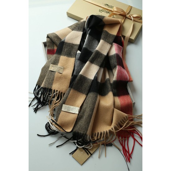 Replica Scialle in cashmere con motivo check classico Burberry 70 x 200 marrone