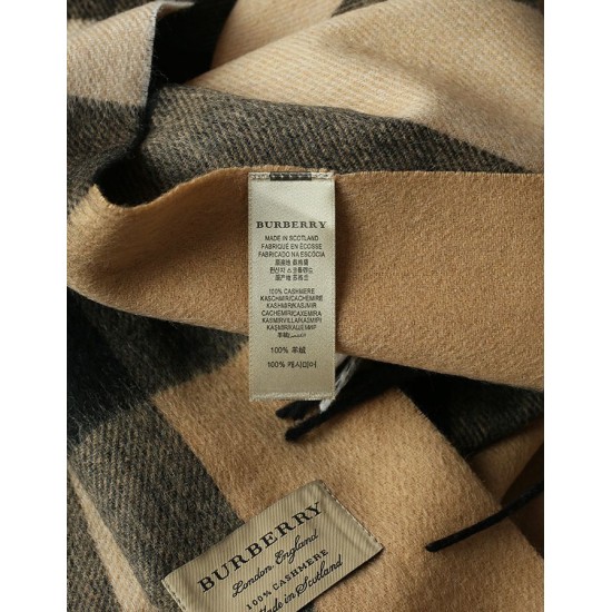 Replica Scialle in cashmere con motivo check classico Burberry 70 x 200 marrone