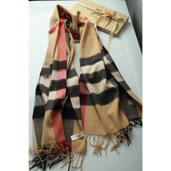 Replica Scialle in cashmere con motivo check classico Burberry 70 x 200 marrone