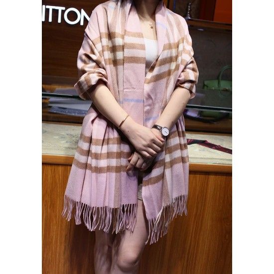Replica Scialle in cashmere con motivo check classico Burberry 70 x 200 rosa