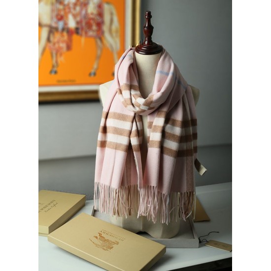Replica Scialle in cashmere con motivo check classico Burberry 70 x 200 rosa