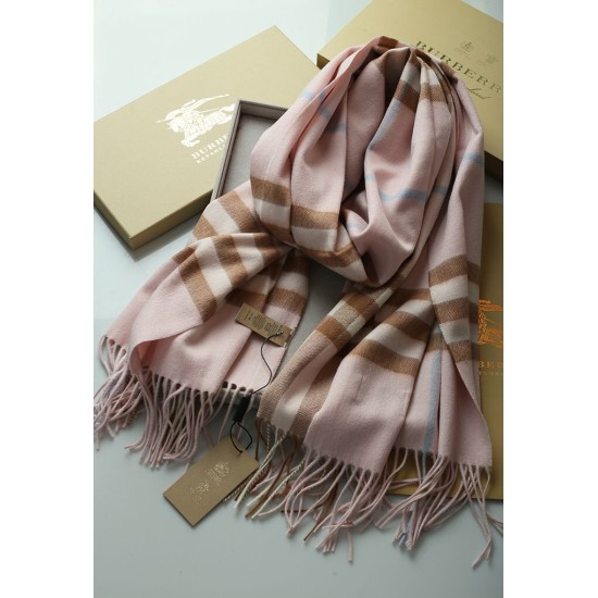 Replica Scialle in cashmere con motivo check classico Burberry 70 x 200 rosa