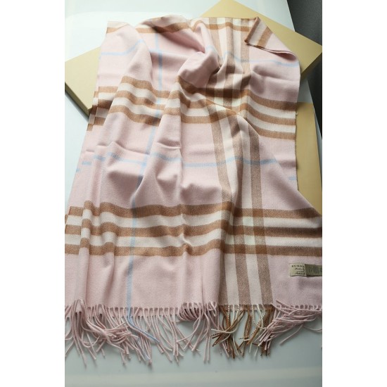 Replica Scialle in cashmere con motivo check classico Burberry 70 x 200 rosa