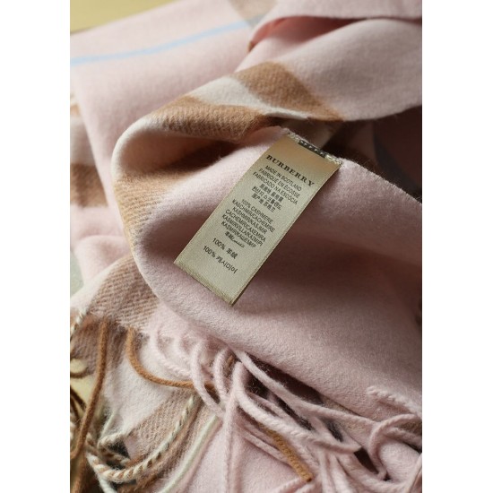 Replica Scialle in cashmere con motivo check classico Burberry 70 x 200 rosa
