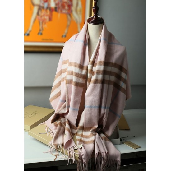 Replica Scialle in cashmere con motivo check classico Burberry 70 x 200 rosa
