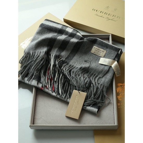 Replica Scialle in cashmere con motivo check classico Burberry 70 x 200 grigio