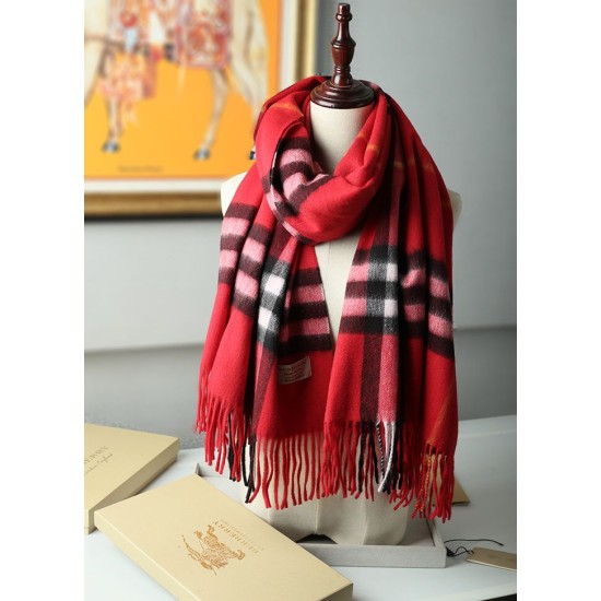 Replica Scialle in cashmere con motivo check classico Burberry 70 x 200 rosso