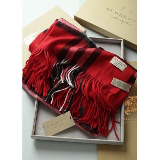 Replica Scialle in cashmere con motivo check classico Burberry 70 x 200 rosso